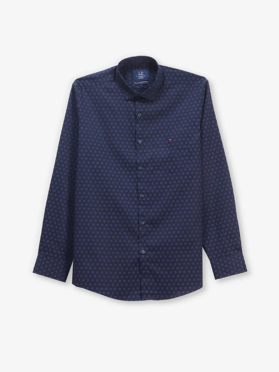 LOUIS PHILIPPE printed dark blue cotton shirt