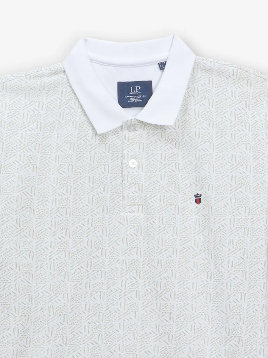 LOUIS PHILIPPE printed white cotton slim fit t-shirt