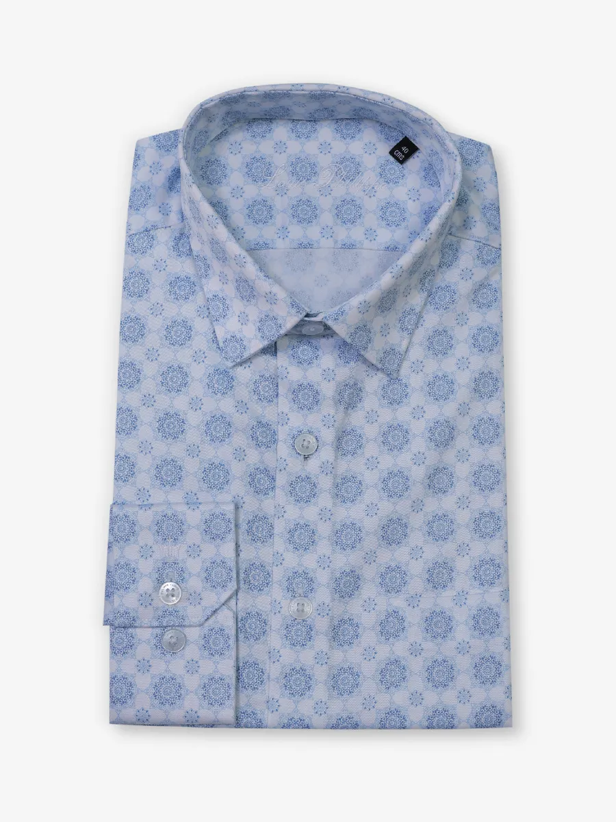 LOUIS PHILIPPE sky blue printed pattern formal shirt