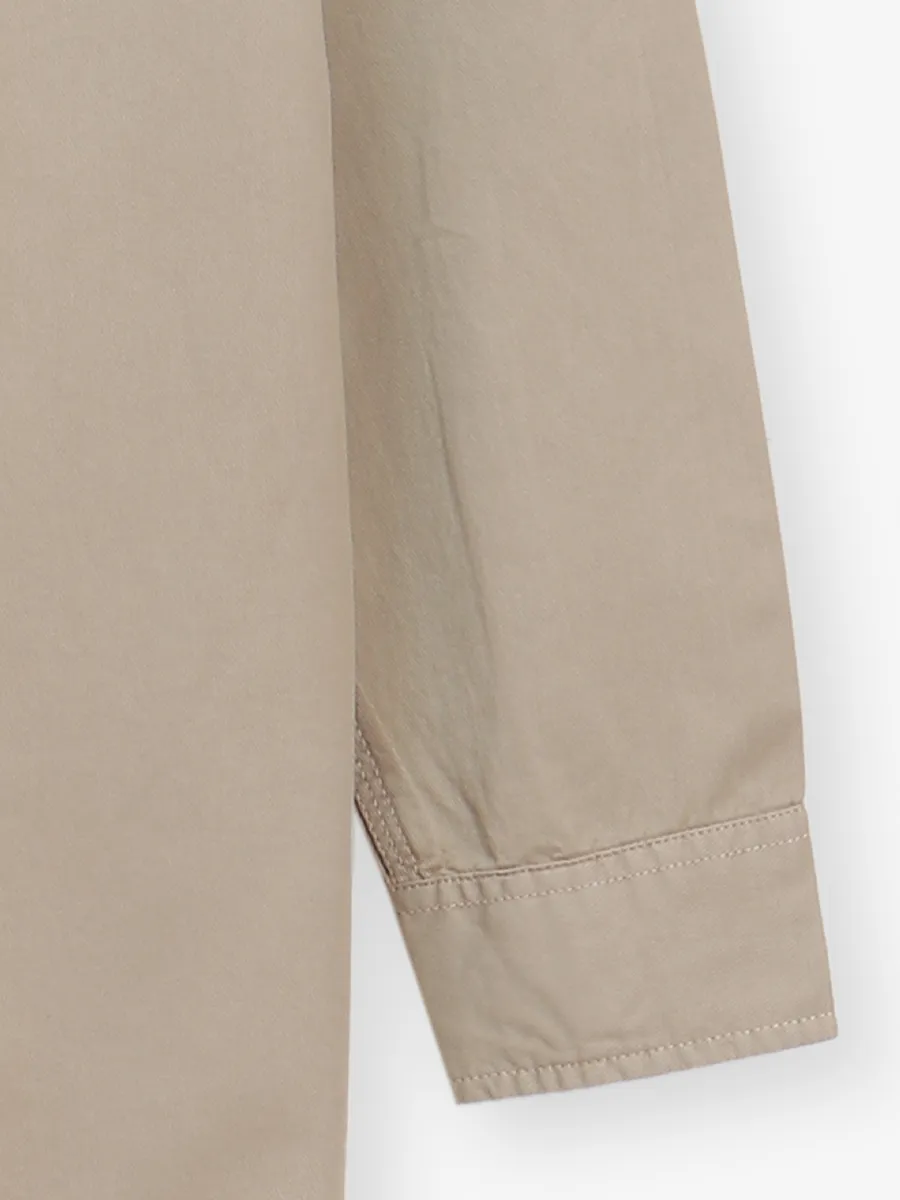 LOUIS PHILIPPE solid khakhi casual wear cotton shirt