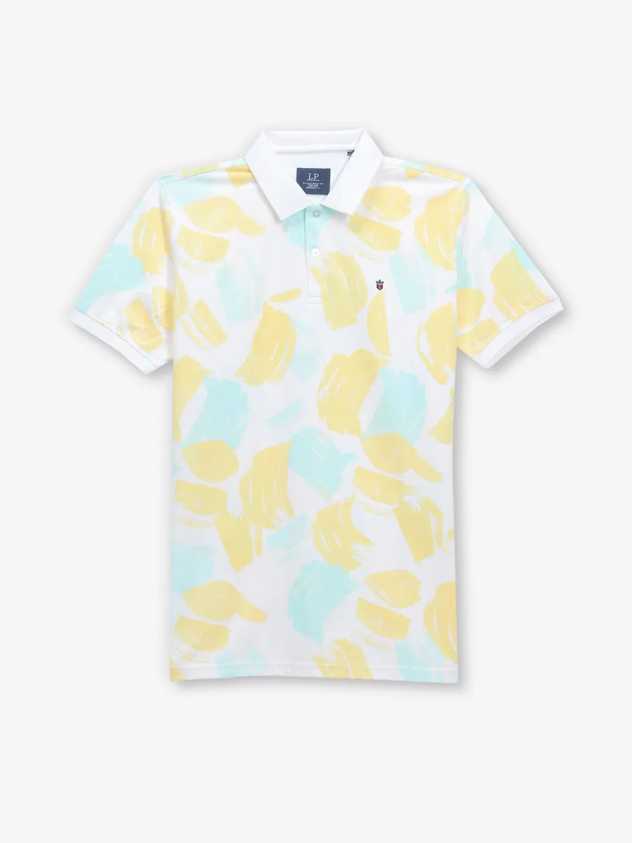 LOUIS PHILIPPE white casual cotton printed t-shirt