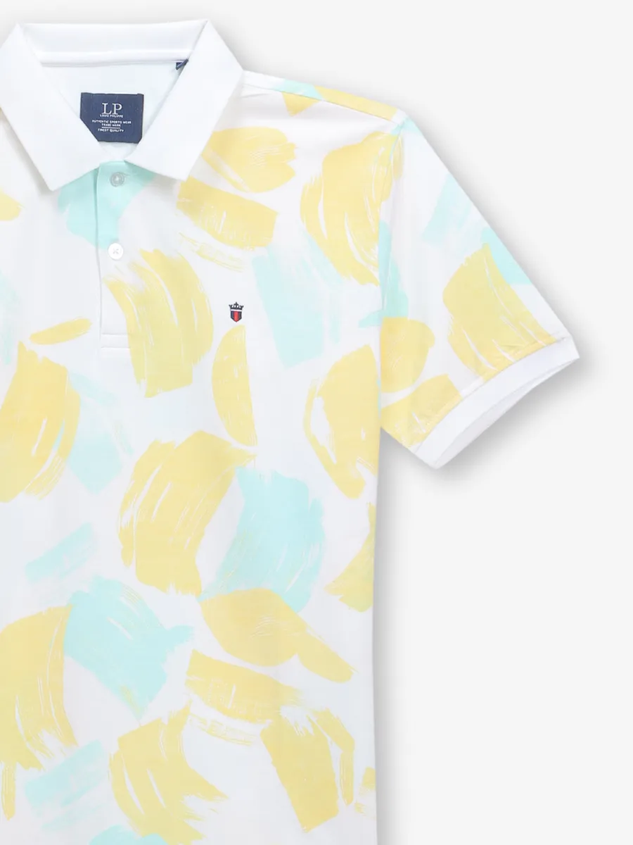 LOUIS PHILIPPE white casual cotton printed t-shirt