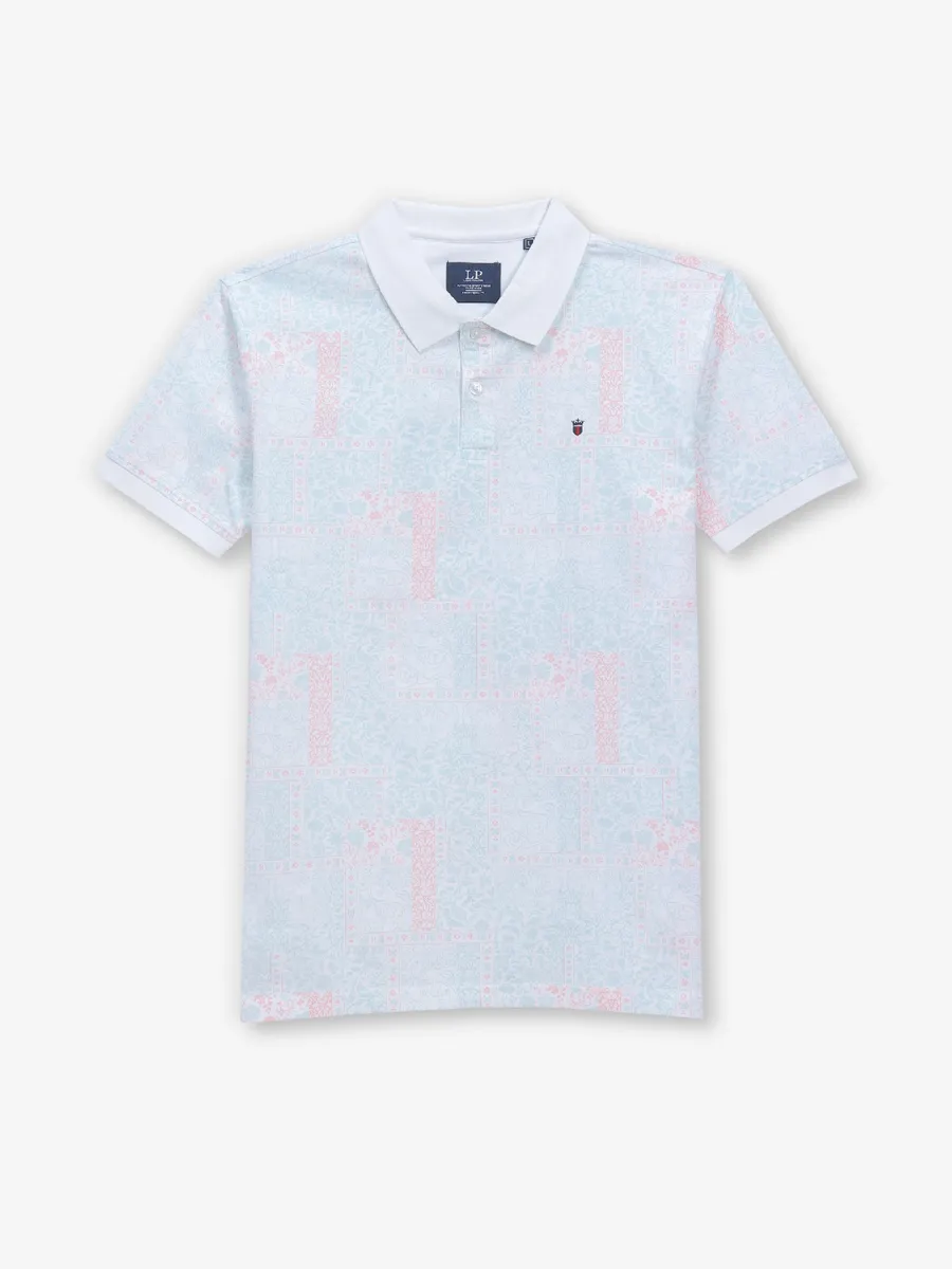 LOUIS PHILIPPE white printed cotton casual t-shirt