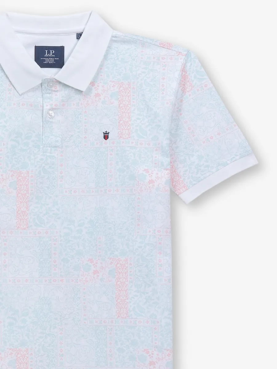 LOUIS PHILIPPE white printed cotton casual t-shirt