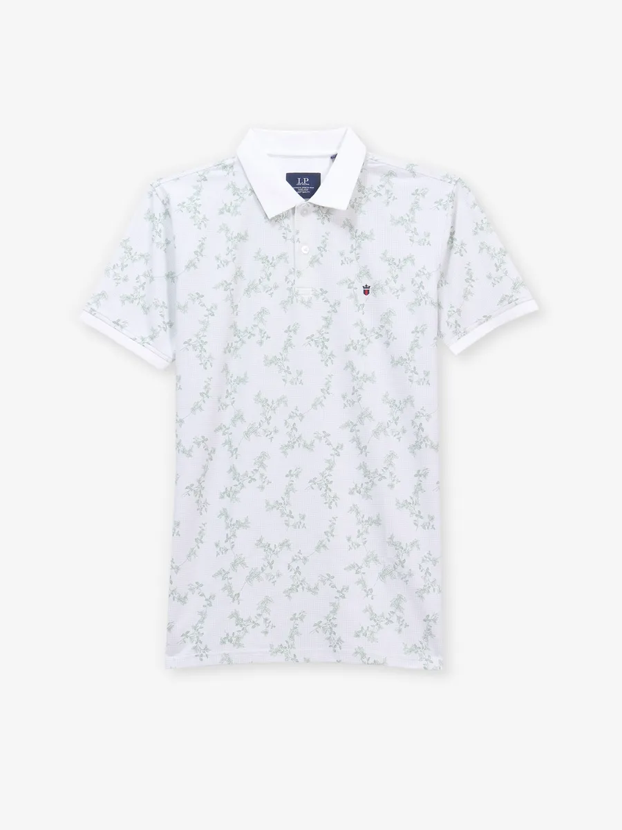 LOUIS PHILIPPE white printed polo cotton t-shirt