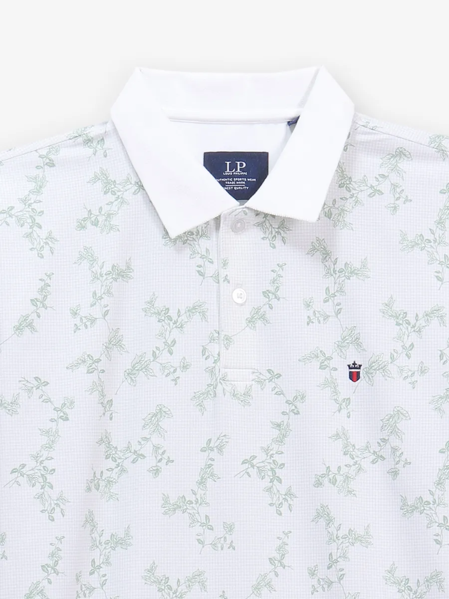 LOUIS PHILIPPE white printed polo cotton t-shirt