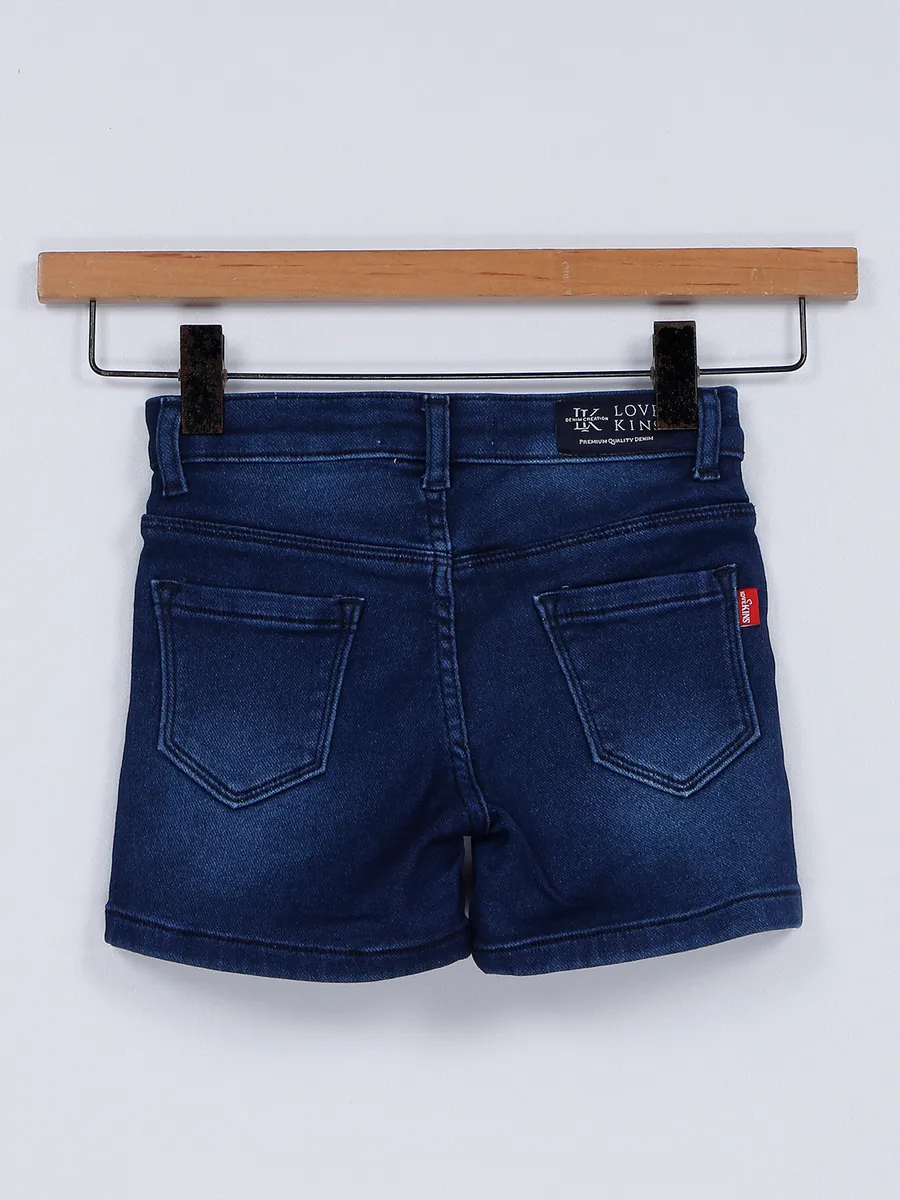 Lovekins washed denim shorts in dark blue