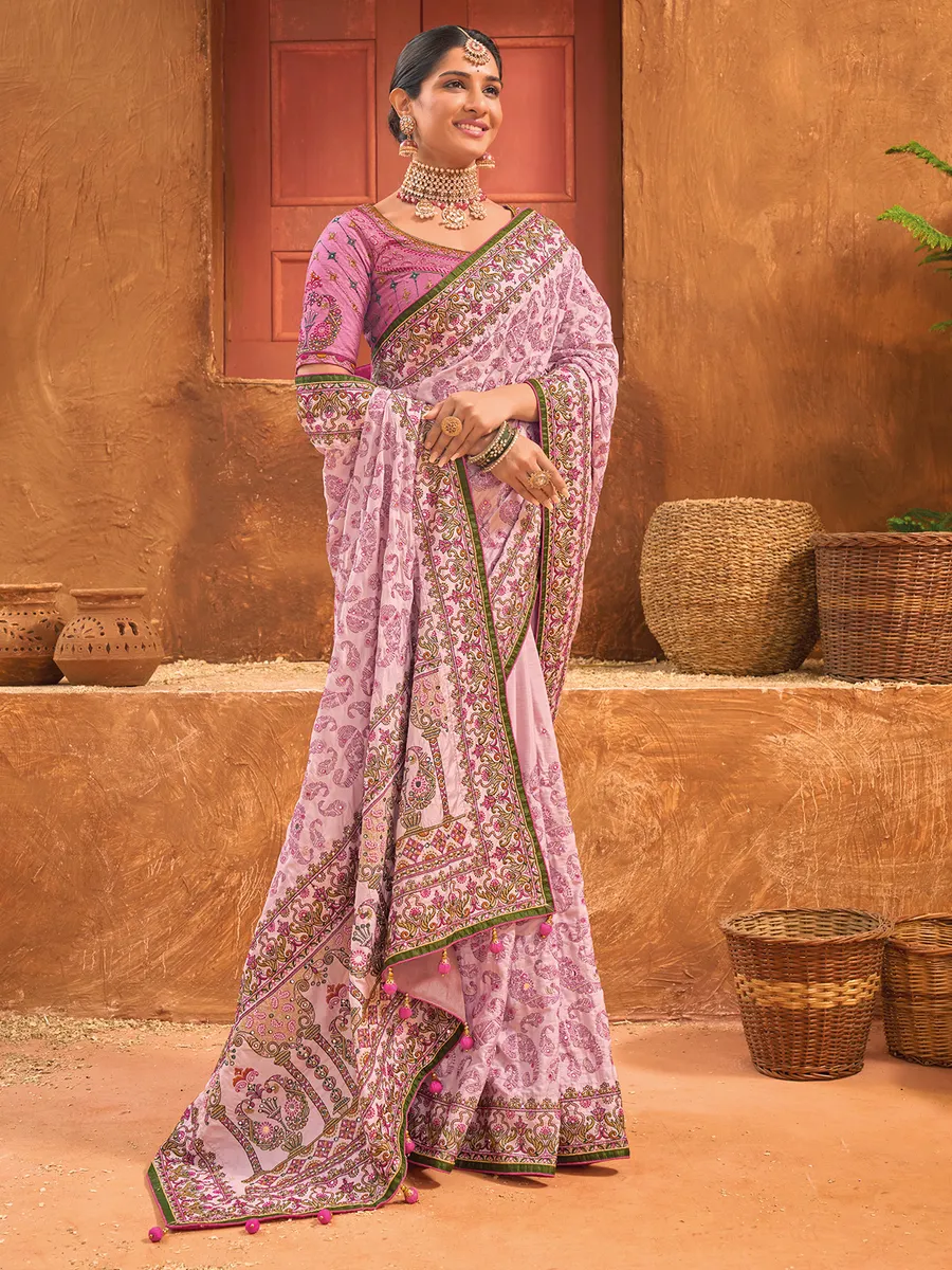 Lovely light purple banarasi silk saree