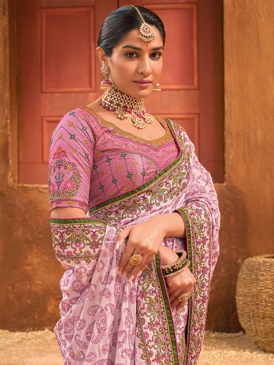 Lovely light purple banarasi silk saree