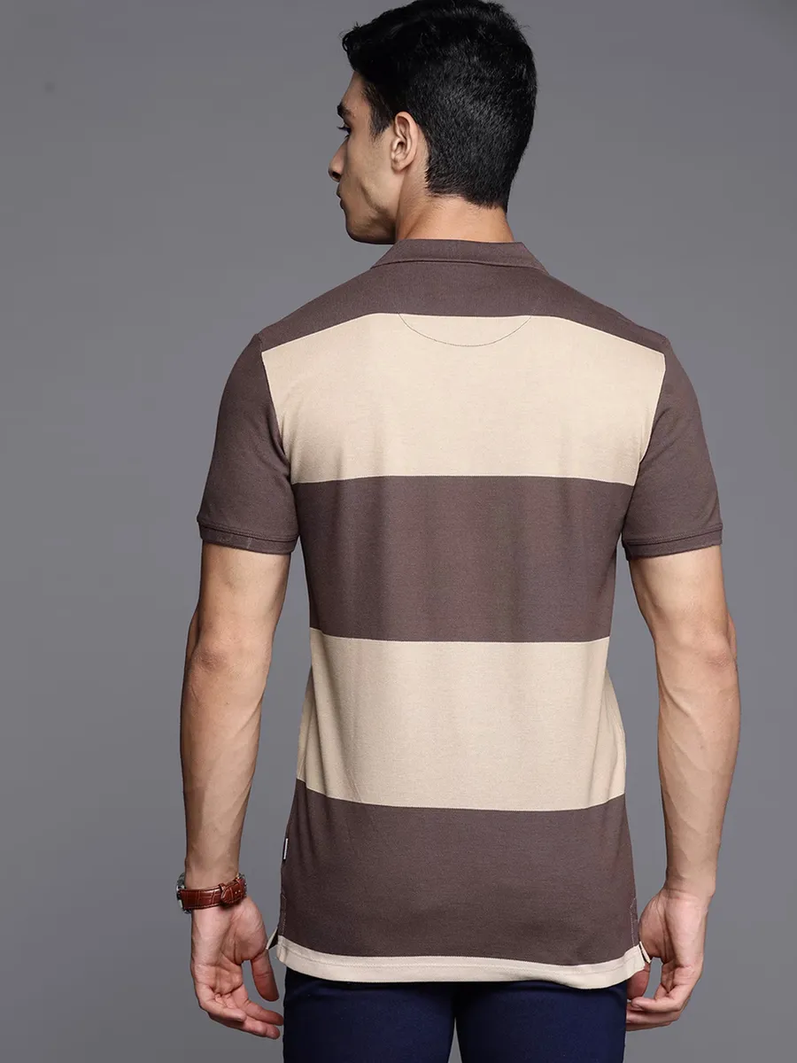 LP brown color block cotton t-shirt