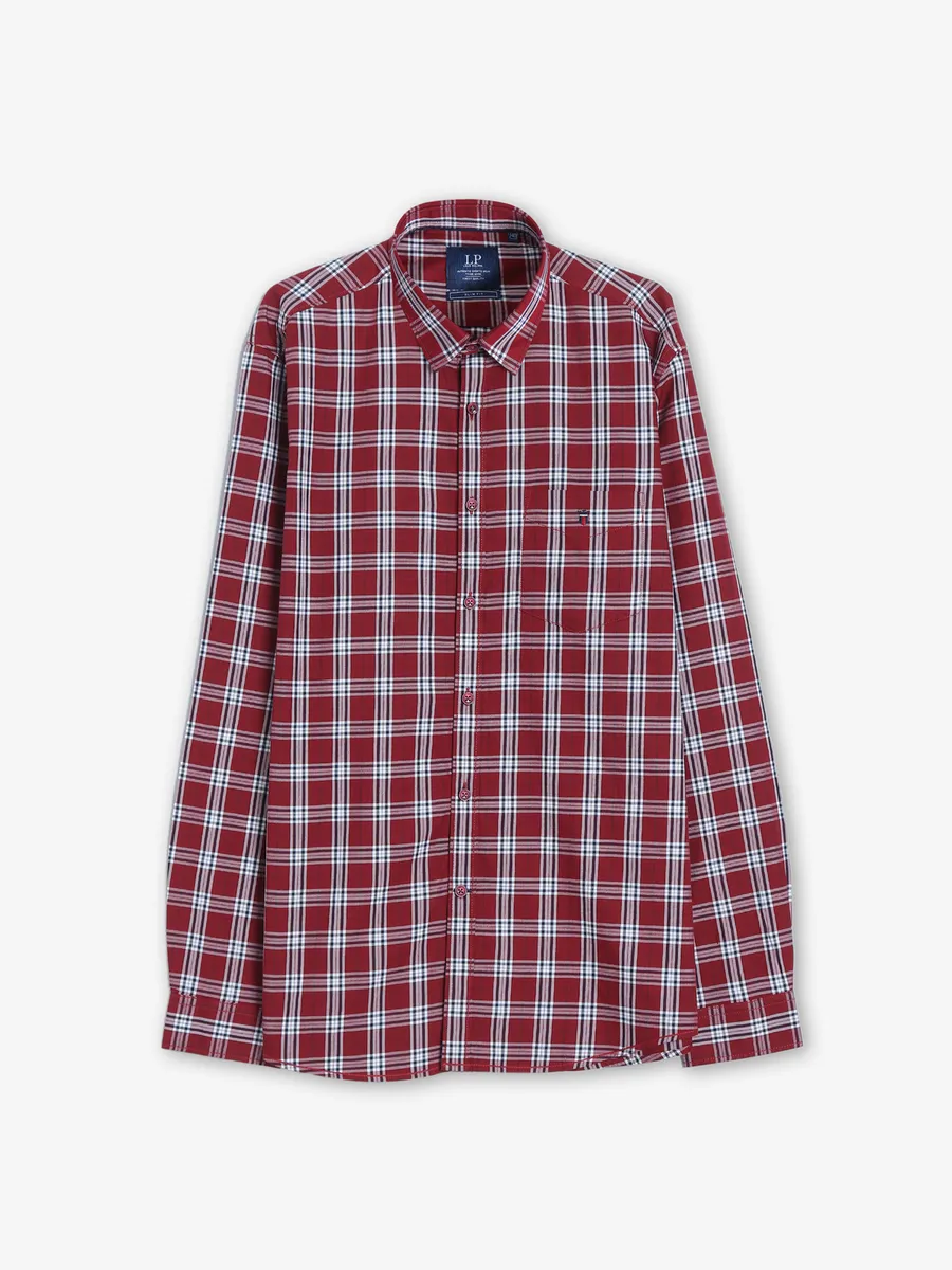 LP maroon checks slim fit shirt