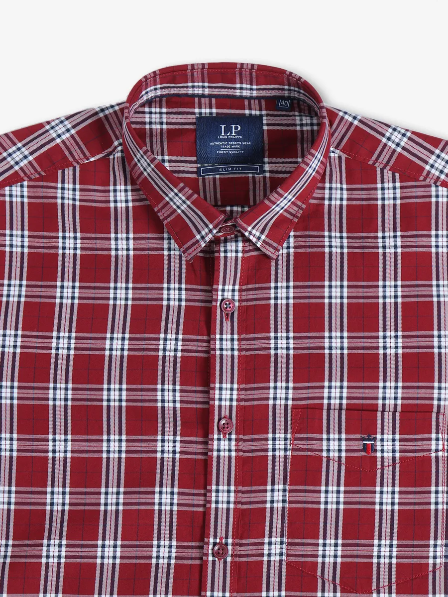 LP maroon checks slim fit shirt