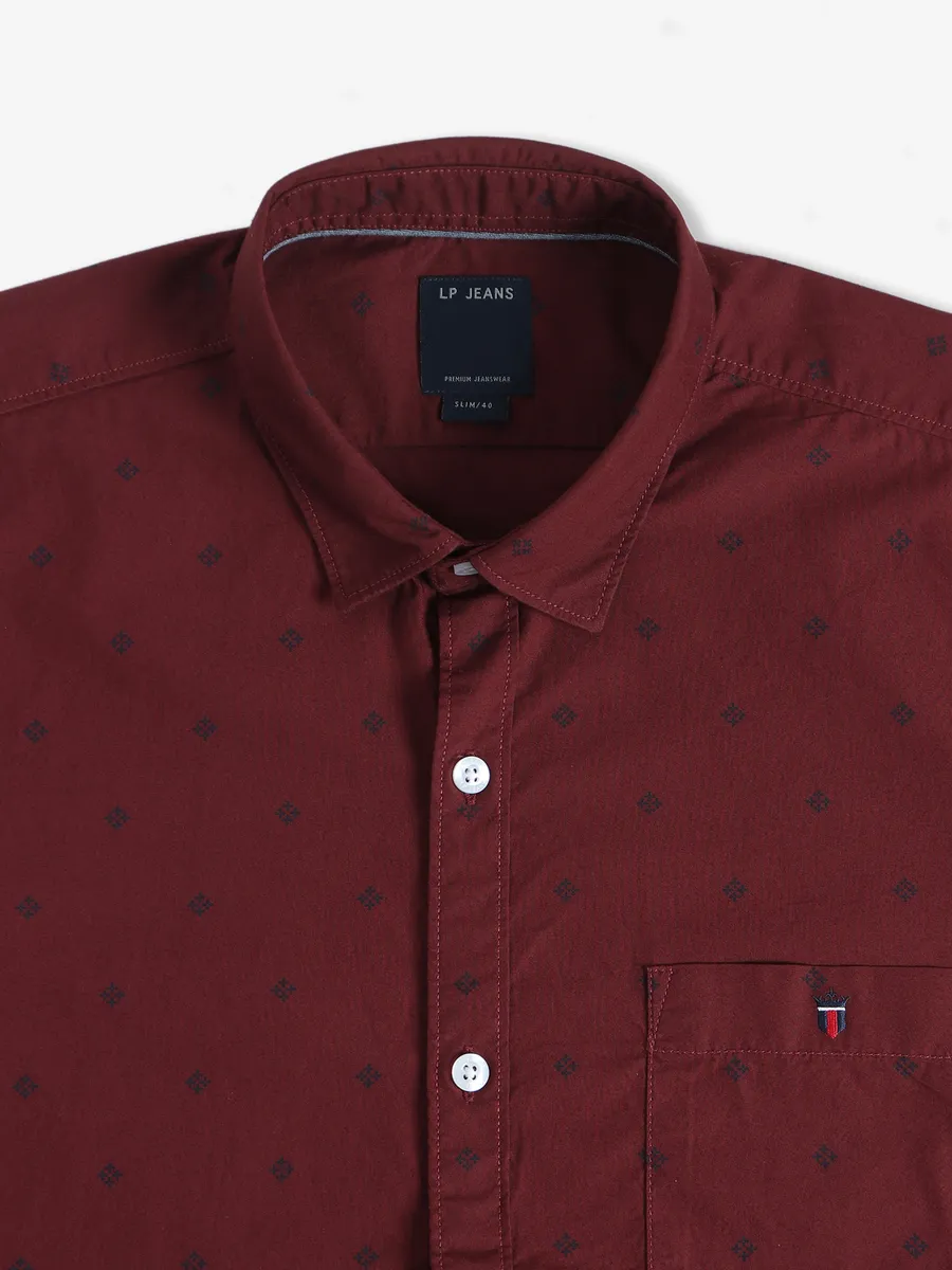 LP maroon printed cotton shirt