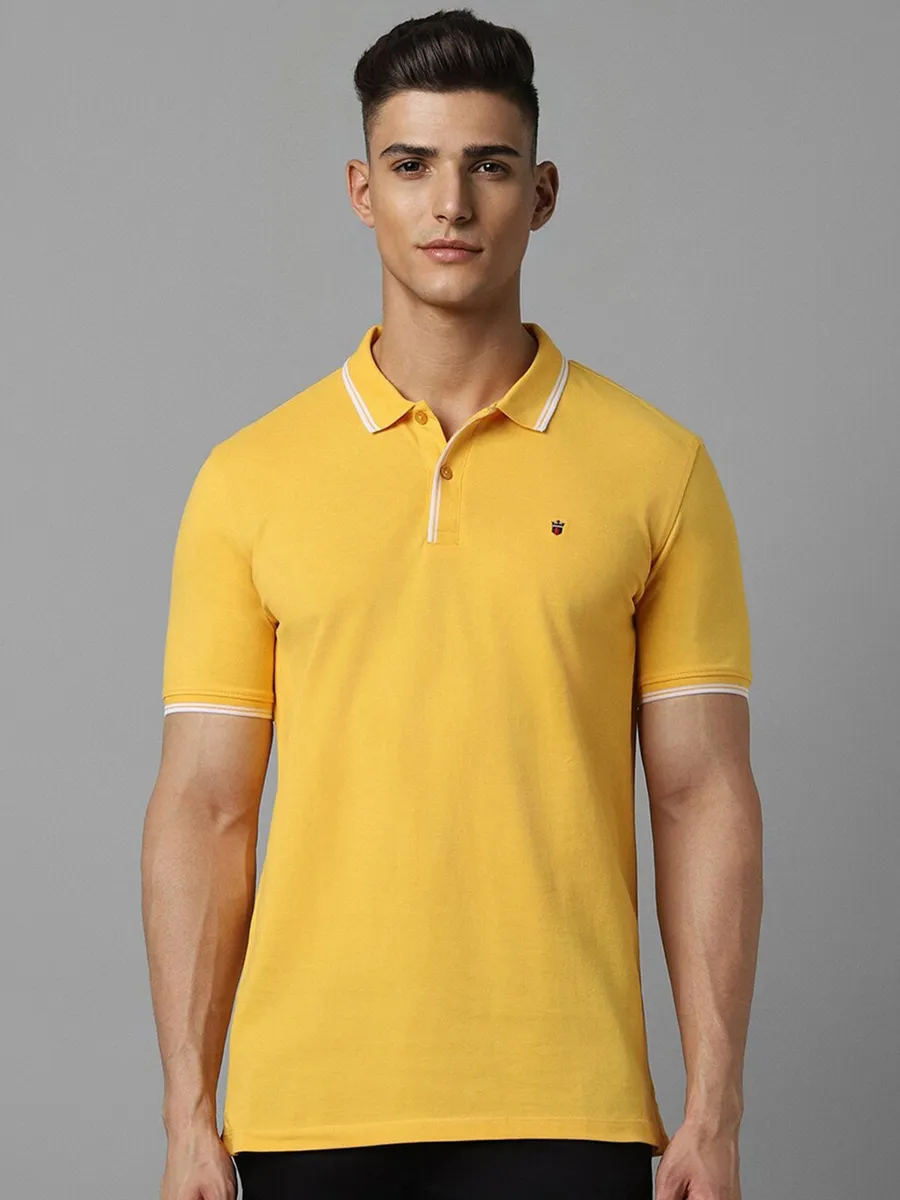 LP plain yellow cotton casual t-shirt