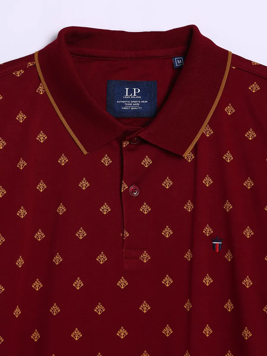 LP printed maroon cotton polo t shirt