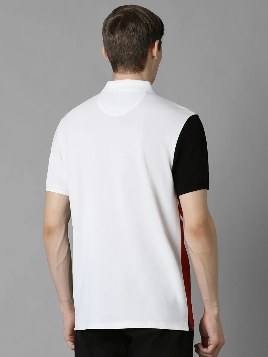 LP SPORT printed white and red cotton slim fit t-shirt