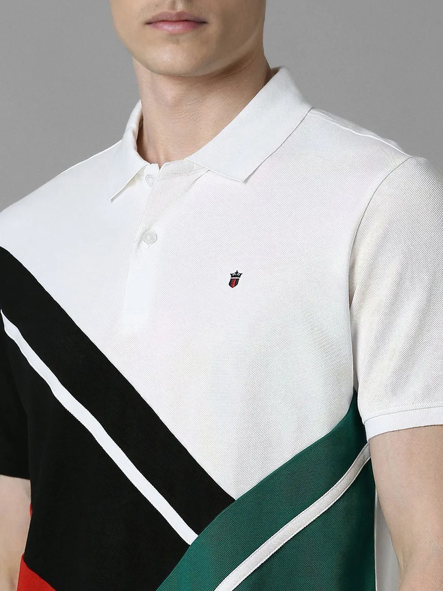 LP SPORT printed white and red cotton slim fit t-shirt