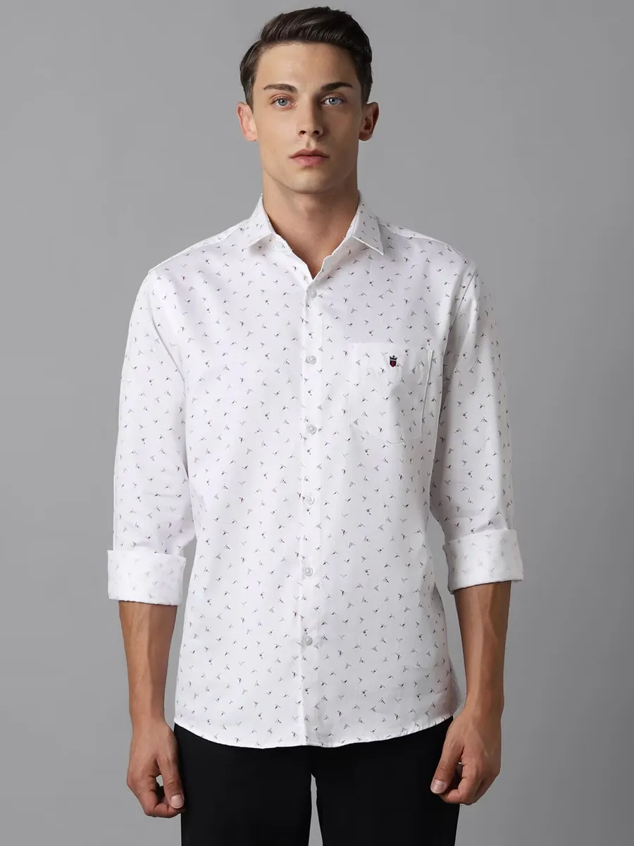 LP white printed cotton casual shirt