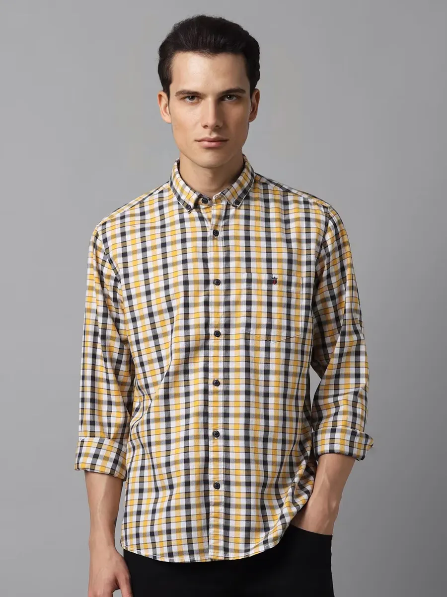 LP yellow checks cotton casual shirt