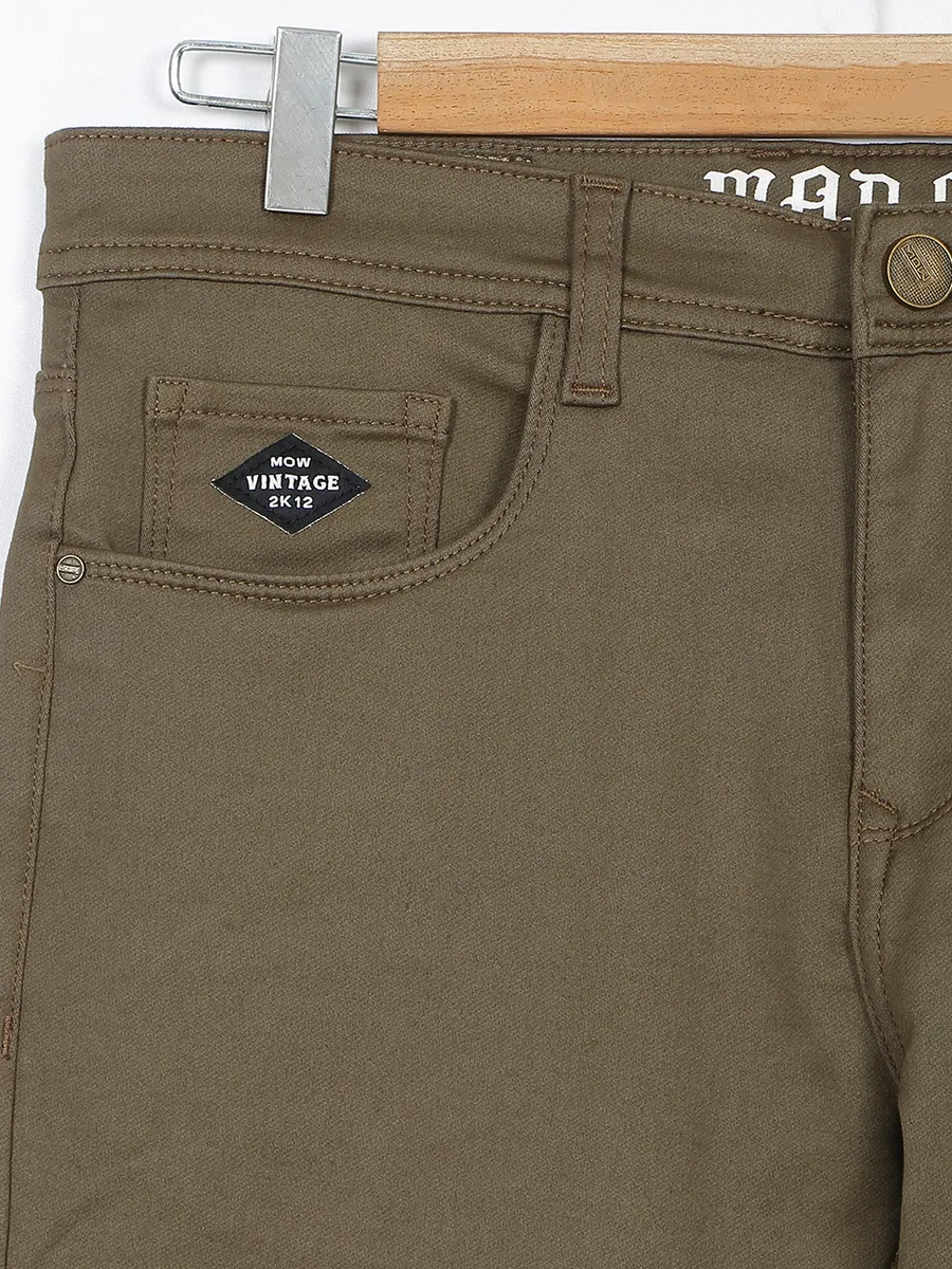 Mad O Wat solid slim fit jeans in khaki