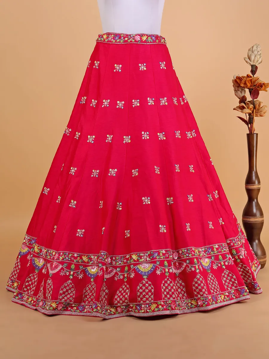 Magenta bridal raw silk lehenga choli