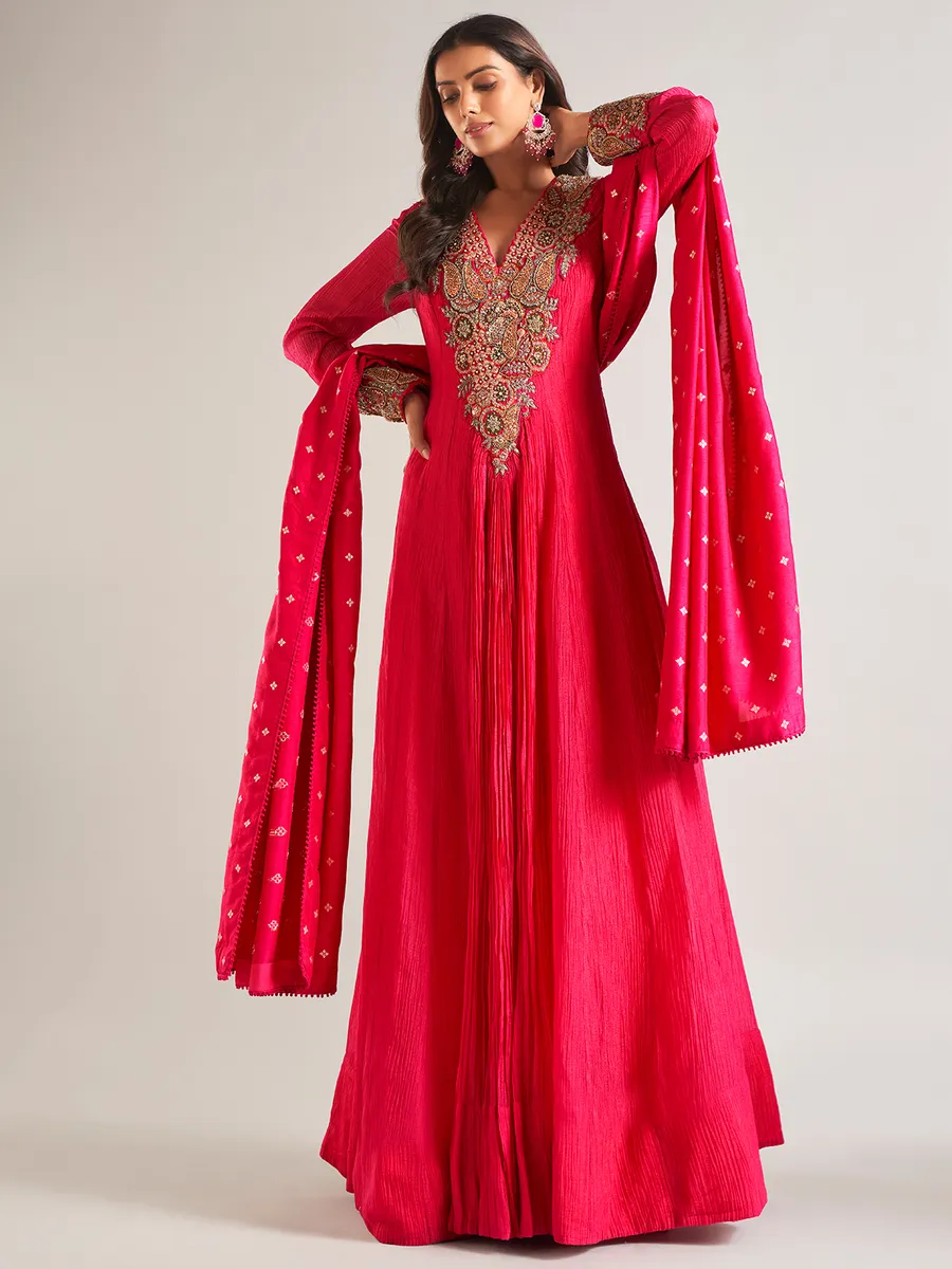Magenta georgette anarkali salwar suit