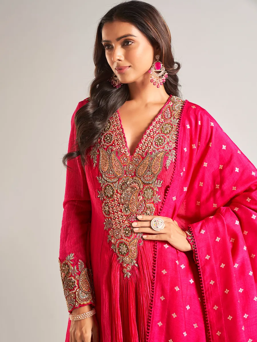 Magenta georgette anarkali salwar suit