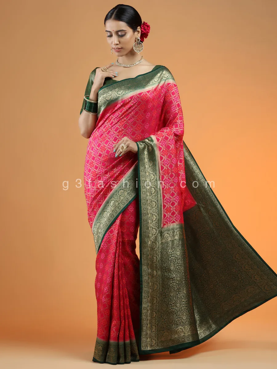 Magenta outstanding wedding events gaji silk saree