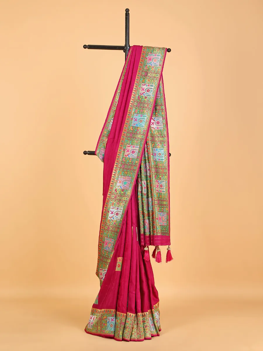Magenta pashmina silk saree for wedding
