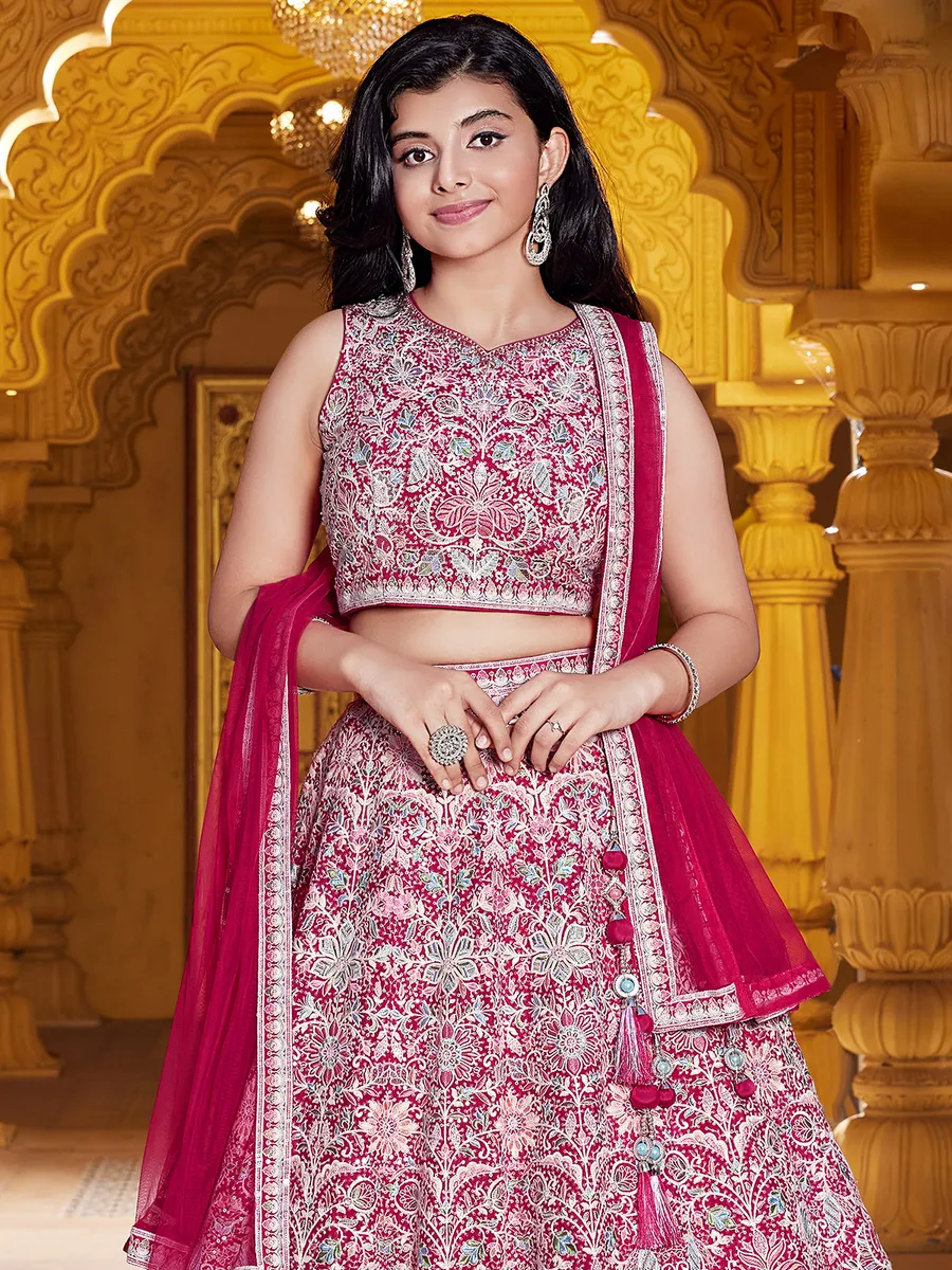 Magenta wedding wear silk lehenga choli