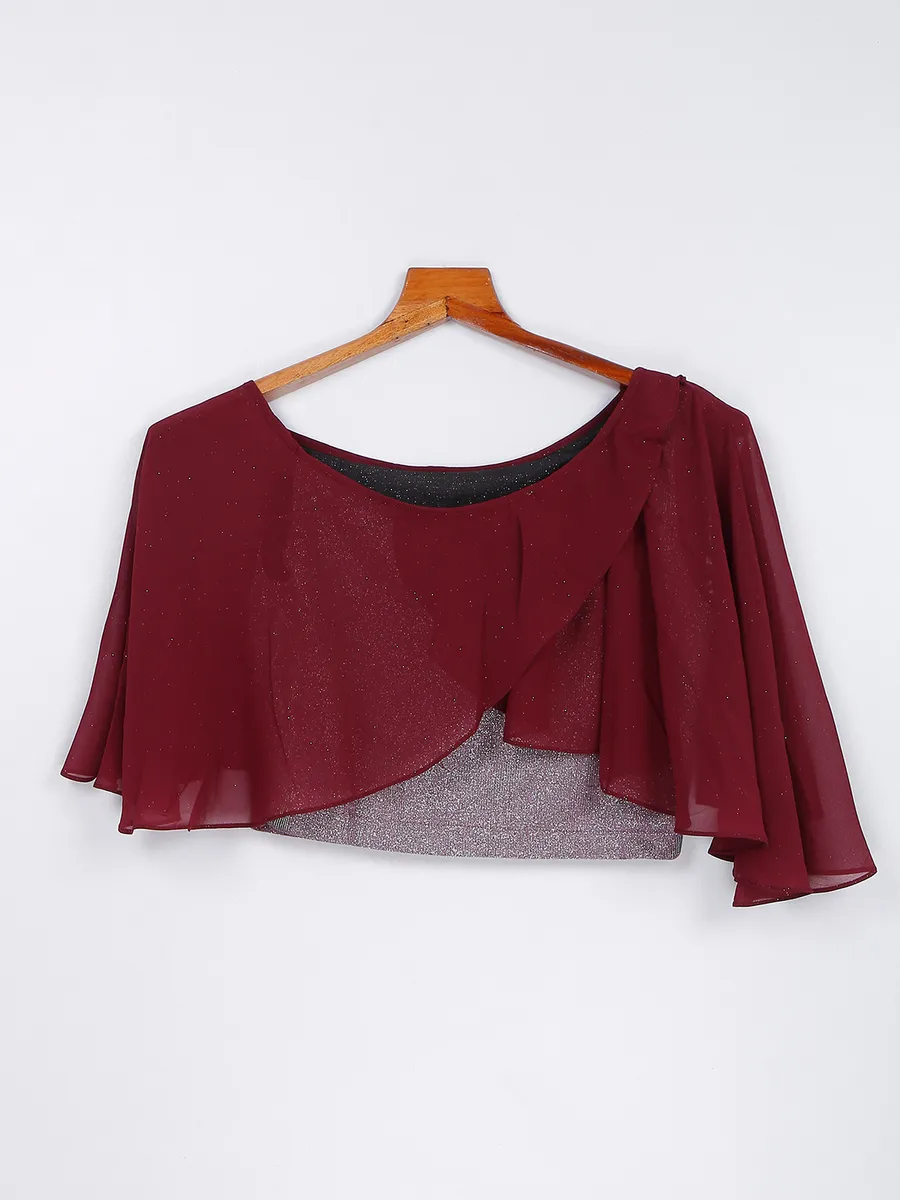 Maroon boat neck top for party