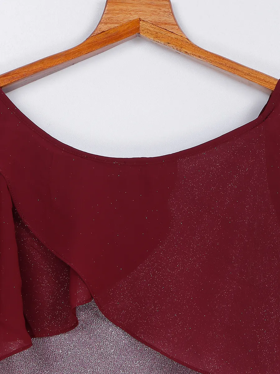 Maroon boat neck top for party