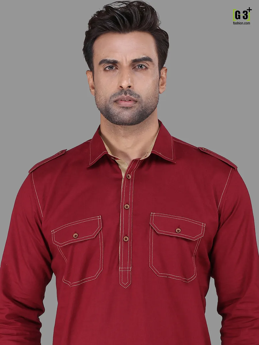 Maroon festive wear pathani suit