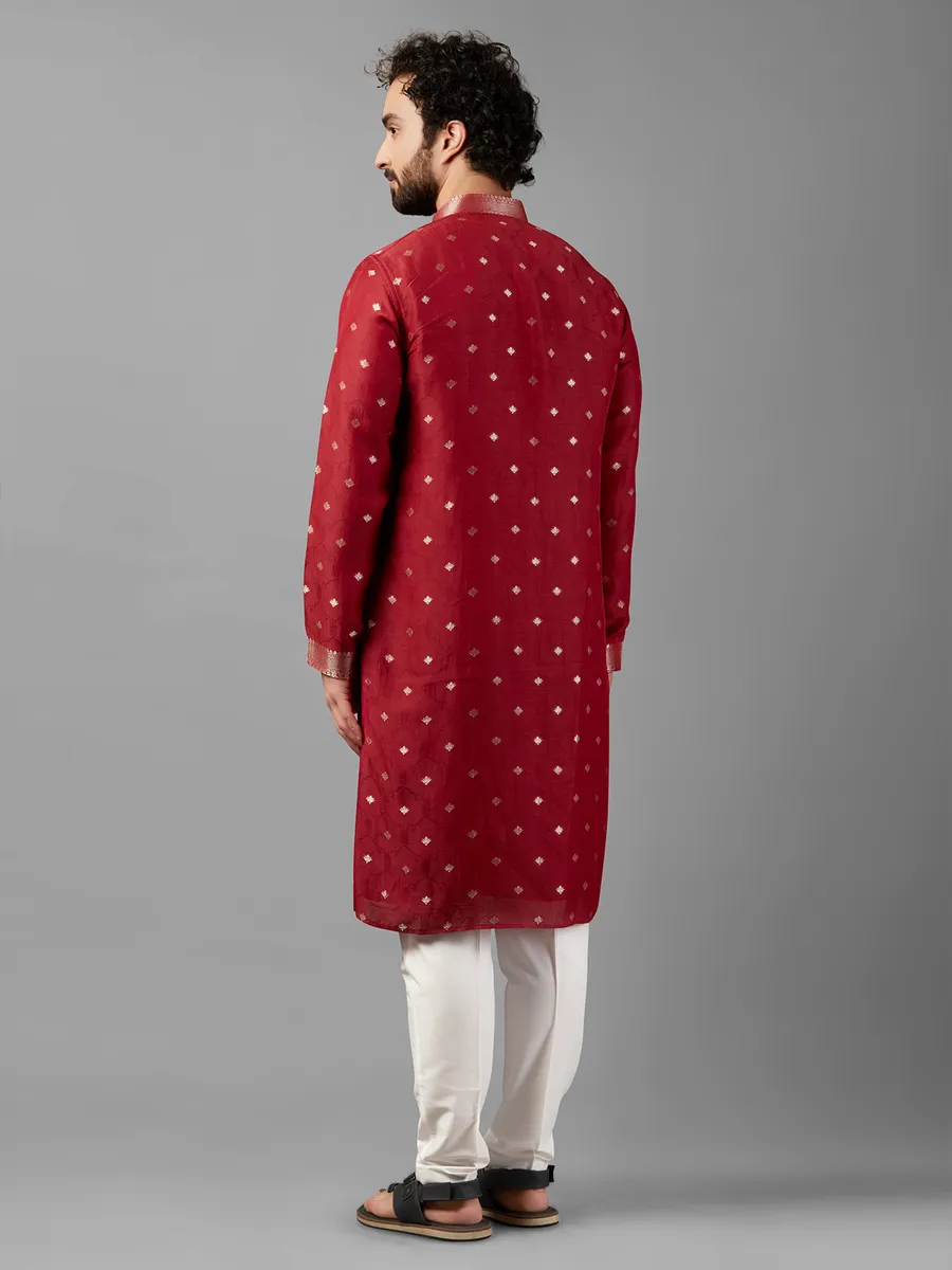 Maroon linen kurta suit festive