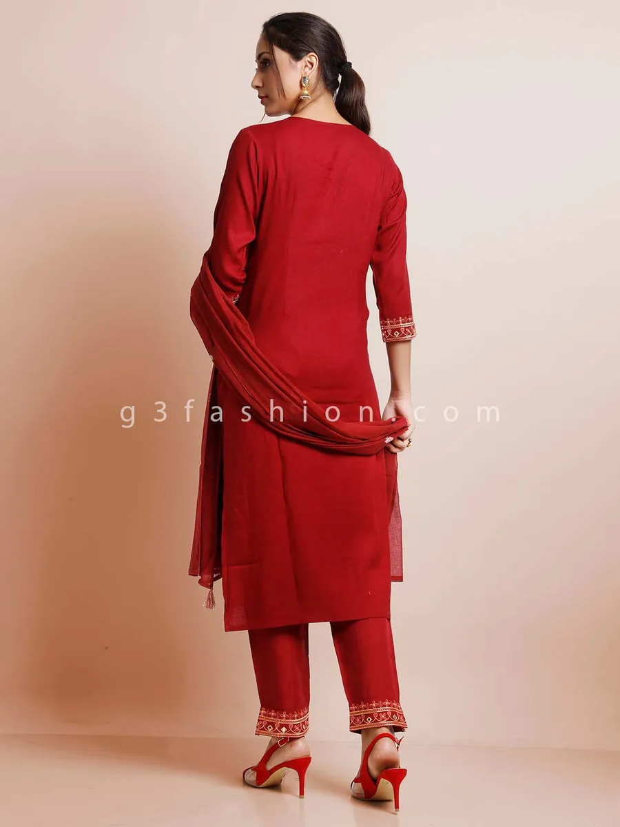 Maroon thread inflated festive wear pan tsuit