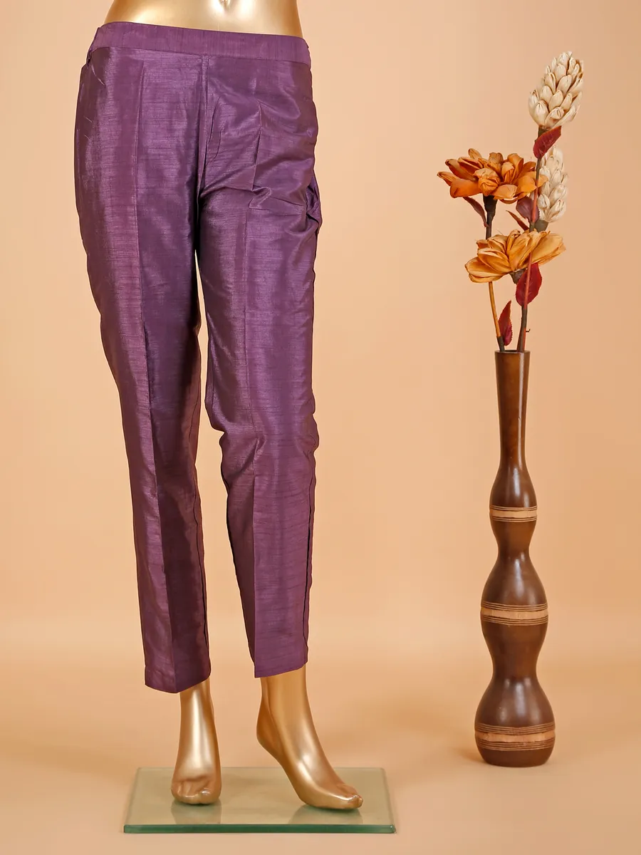 Mauve purple printed kurti set in silk