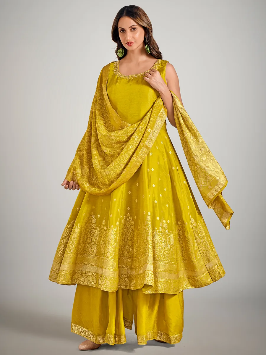 Mehendi green pakistani cotton silk palazzo suit