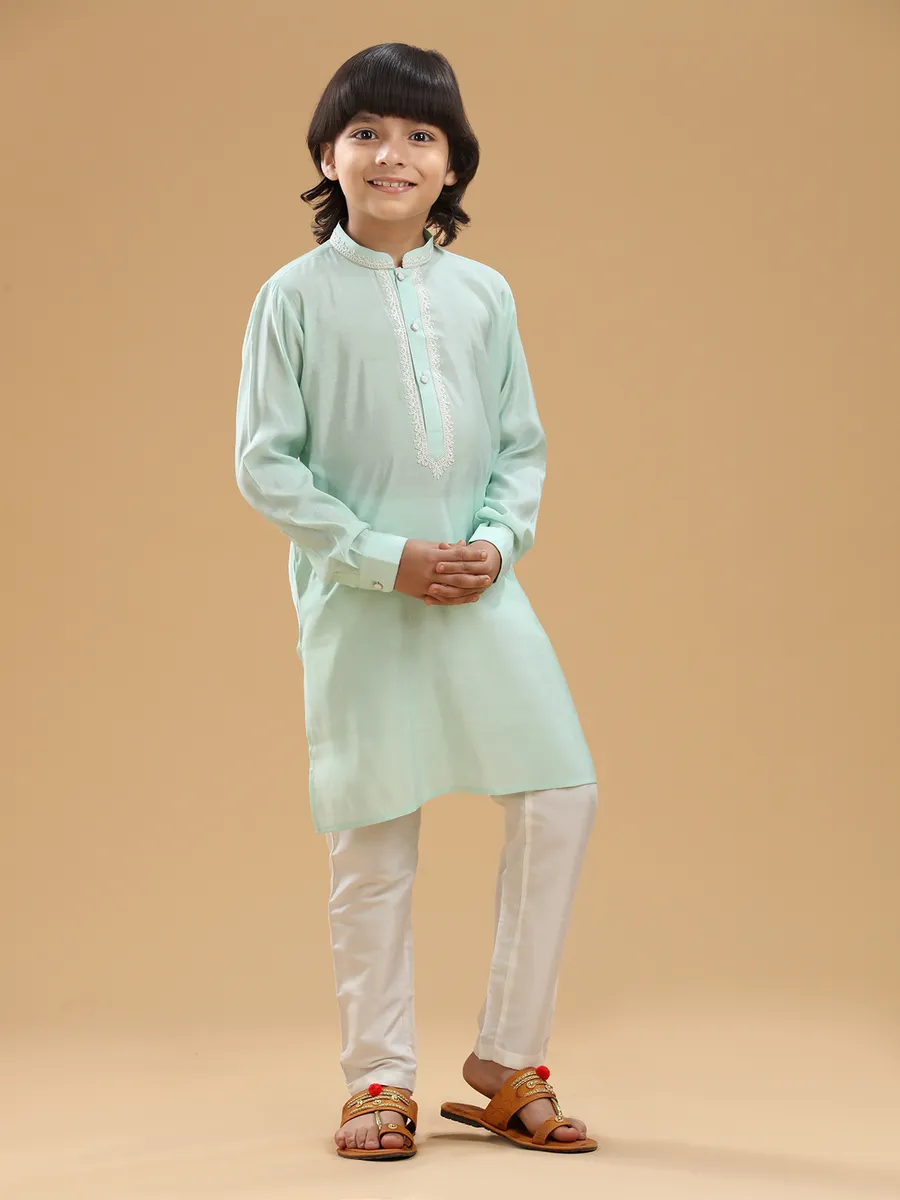 Mint green plain kurta suit