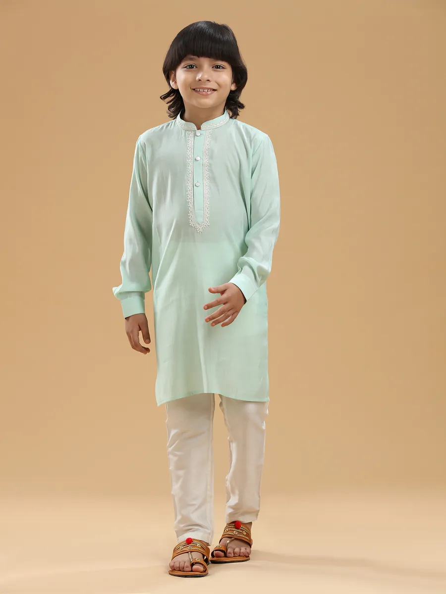 Mint green plain kurta suit