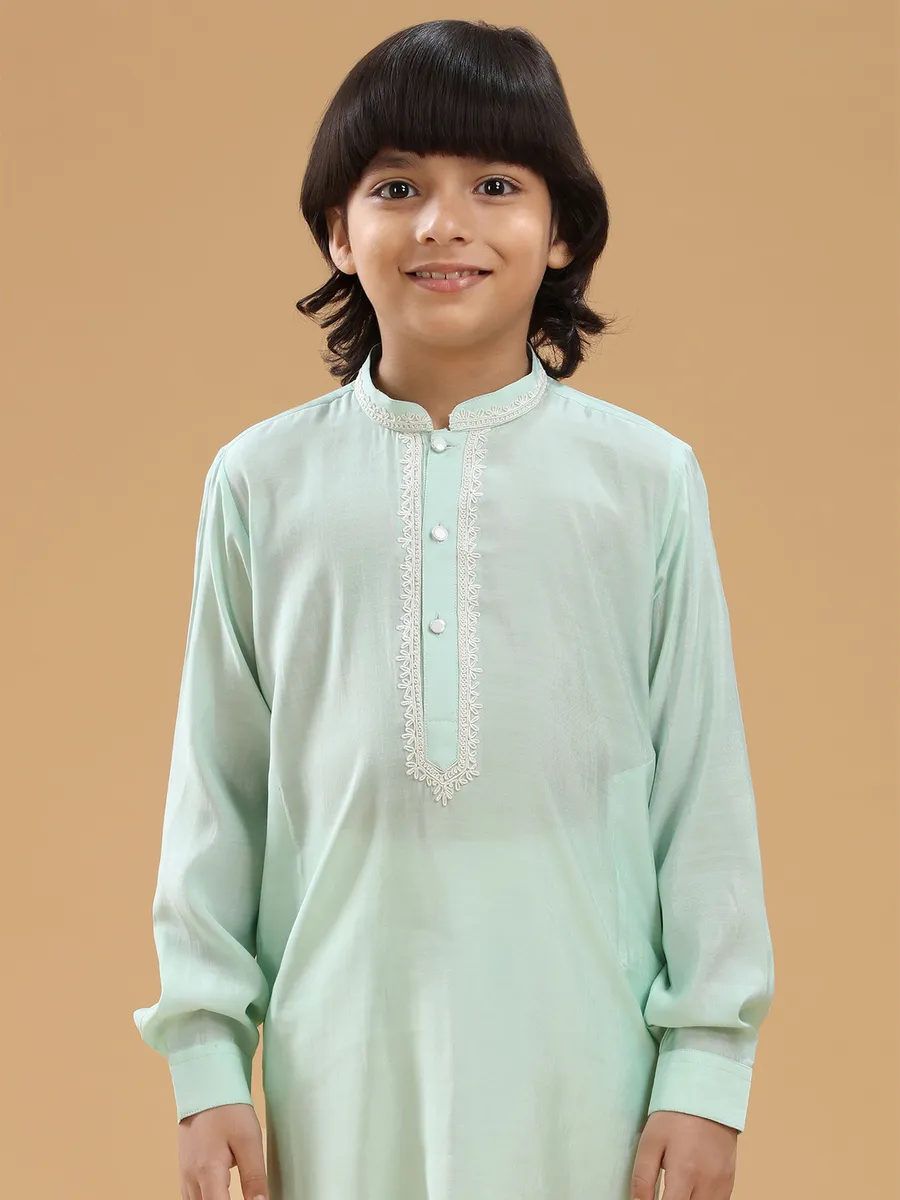 Mint green plain kurta suit