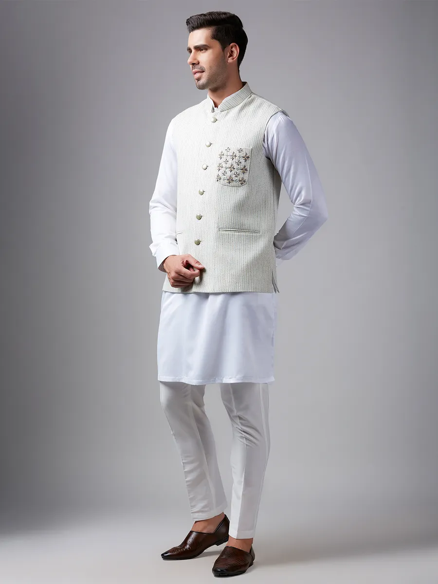 Elegant off-white texture waistcoat set