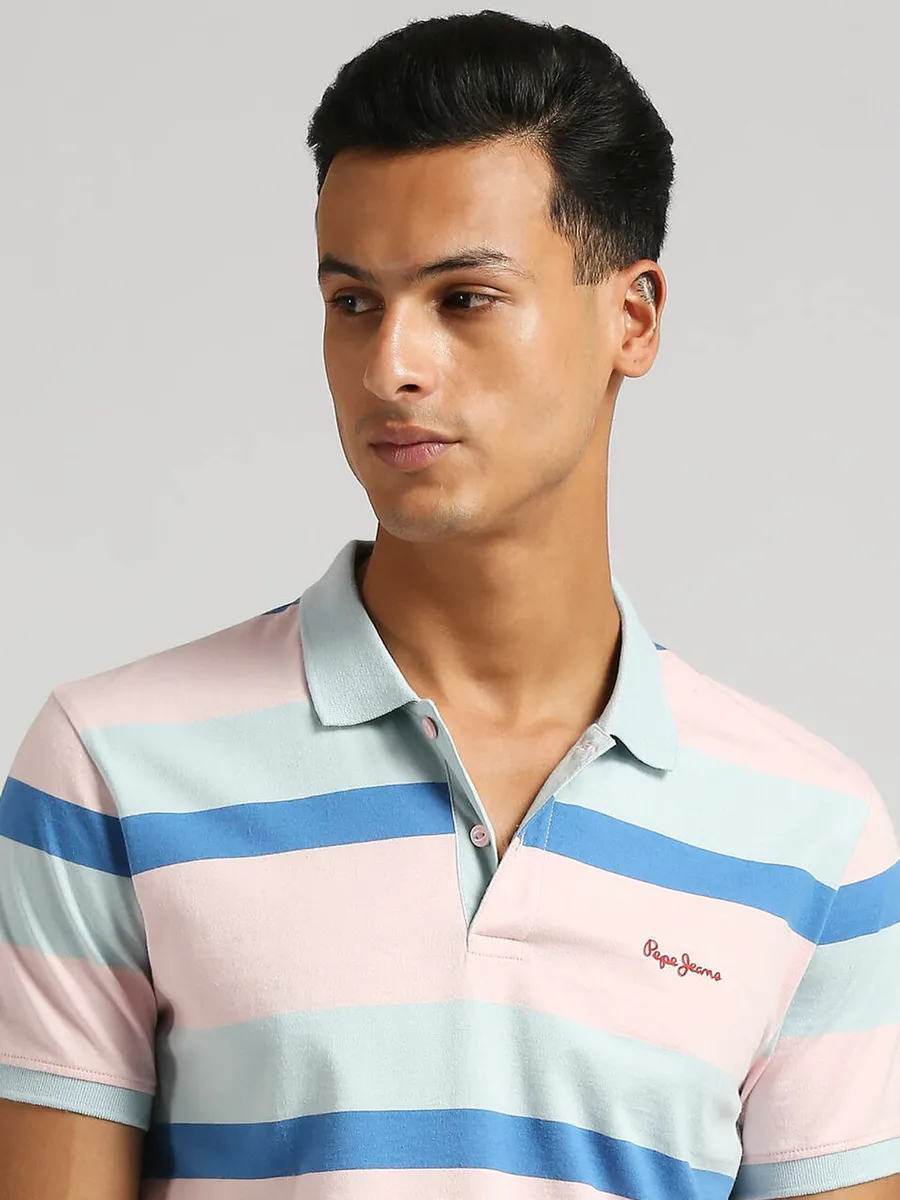 PEPE JEANS light pink regular fit striped t-shirt