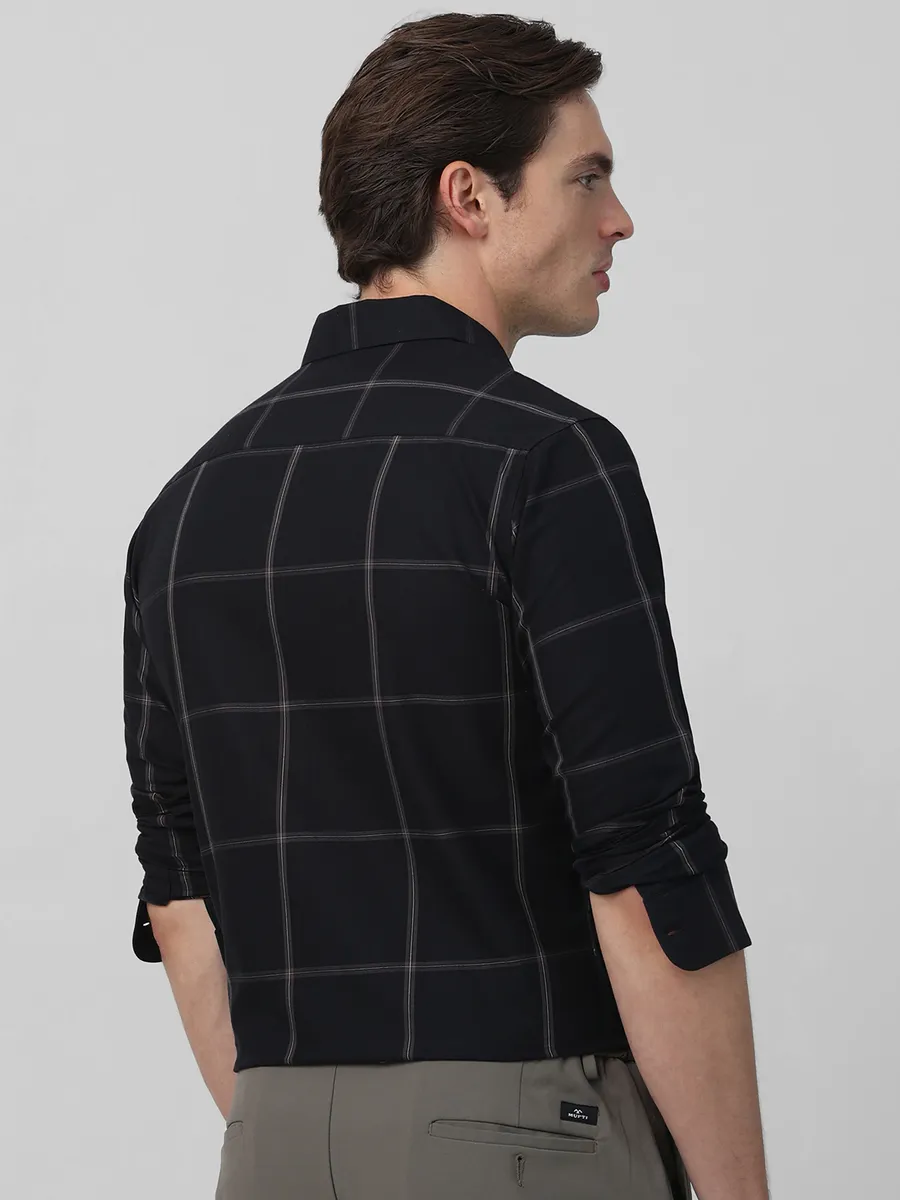 MUFTI black cotton shirt with checkered pattern