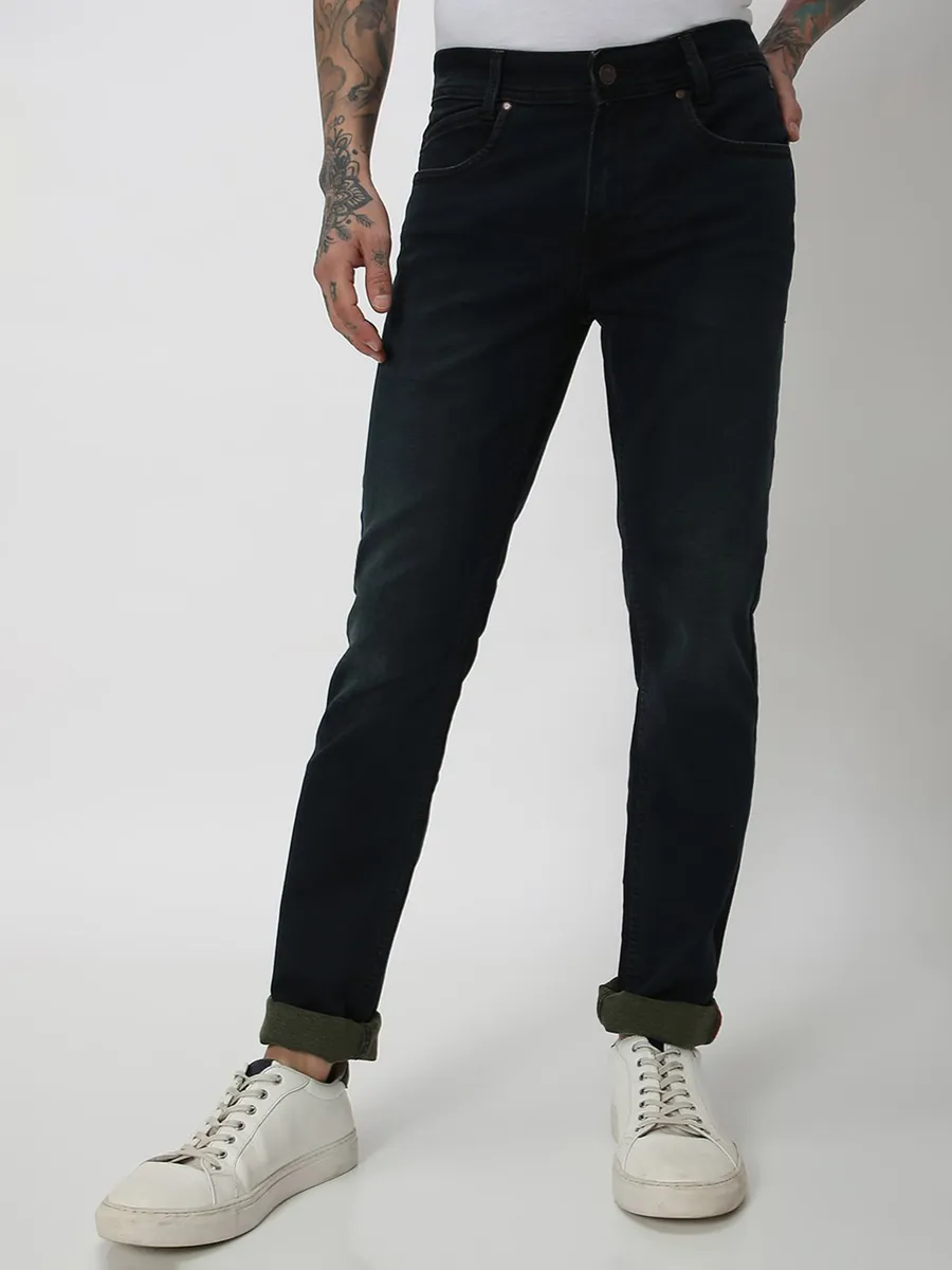 Mufti black slim fit washed jeans