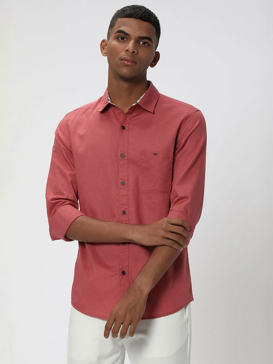 Mufti coral pink plain shirt