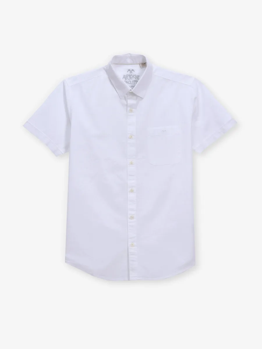 MUFTI cotton white plain shirt