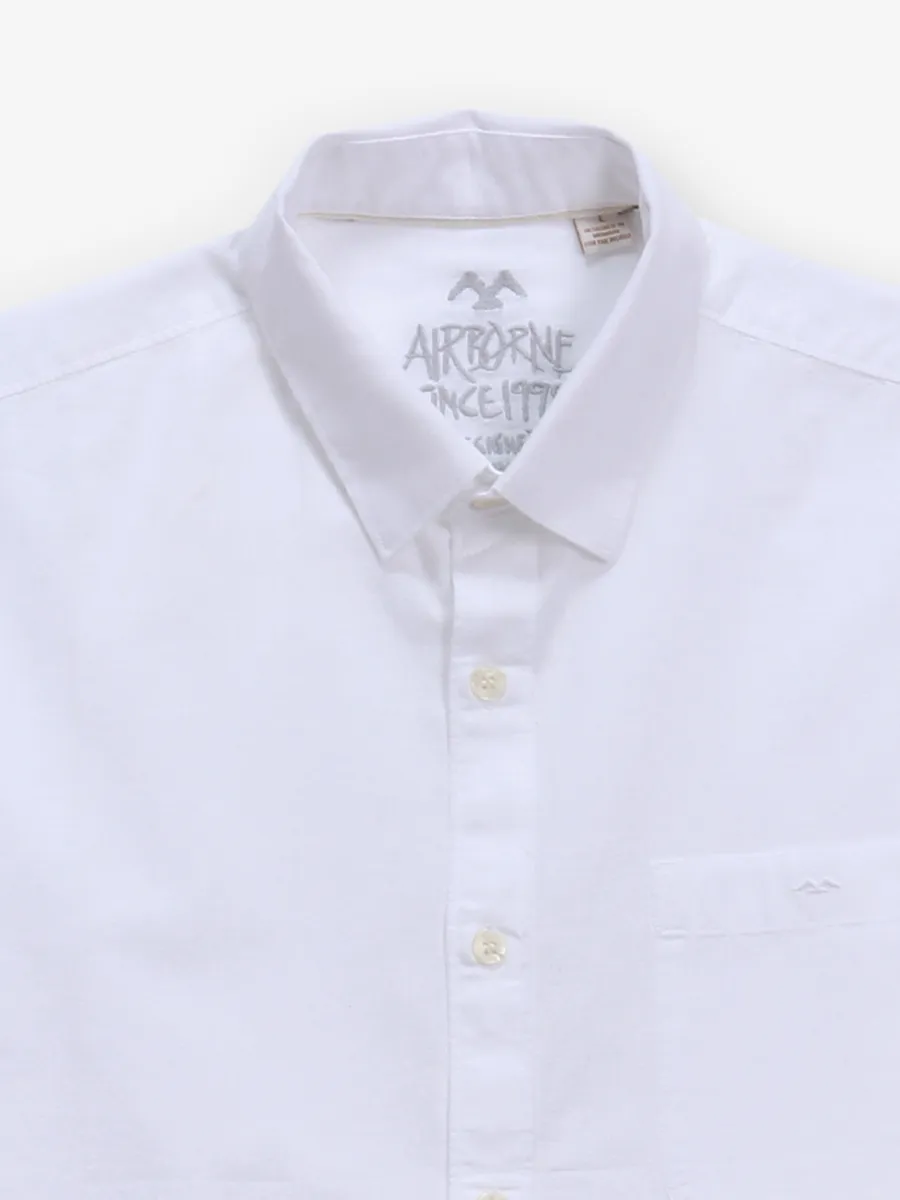 MUFTI cotton white plain shirt