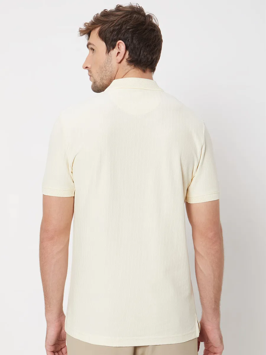 MUFTI cream cotton polo t-shirt