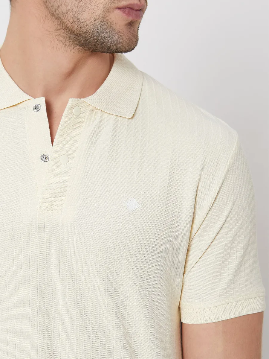 MUFTI cream cotton polo t-shirt