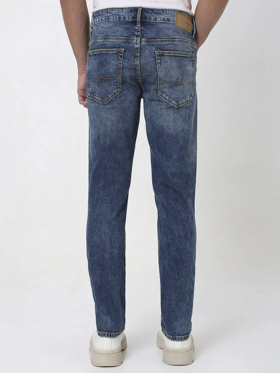 MUFTI dark blue washed super slim jeans
